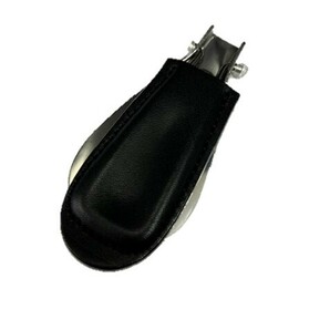掘り出し物 レザー＆メタル 靴ベラ シューホーン ブラックカラー 携帯タイプ 折り畳み式の画像2