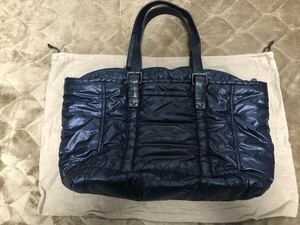 【説明文必読】ボッテガヴェネタ イントレブラックレザーｘナイロン　トートバッグ　ネイビー　BOTTEGA VENETA