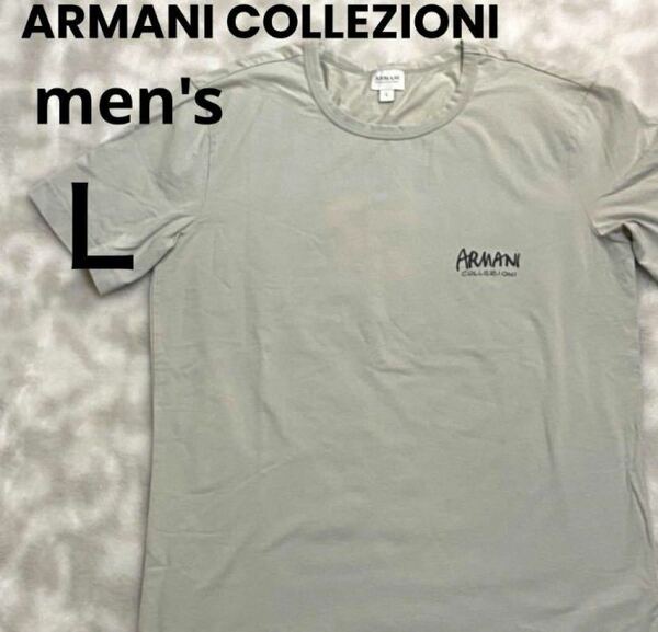 アルマーニコレッツォーニ Tシャツ 半袖 ロゴ ストレッチ トップス メンズ Lサイズ グレー ARMANI COLLEZIONI 