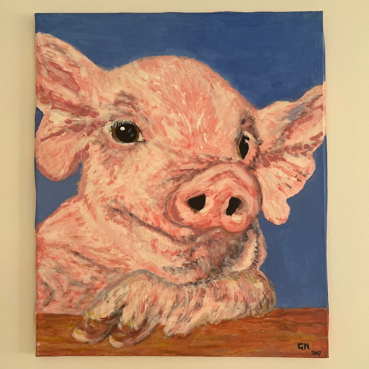 Arte pintura al óleo motivo de cerdo estilo Van Gogh decoración interior antigua productos europeos pintura imagen de animal envío gratis hermosas imágenes de animales carteles, Obra de arte, Cuadro, otros