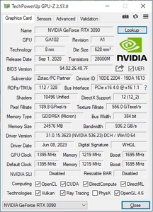 ①ZOTAC GeForce RTX 3090 24GB GDDR6X （法人顧客専売モデル）