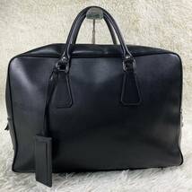 1円〜 【希少モデル】PRADA プラダ ビジネスバッグ ブリーフケース 本革 レザー 三角ロゴプレートメンズ 紳士 A4可 仕事力バン 大容量 黒_画像2