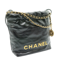 CHANEL【シャネル】CHANEL 22 ミニ チェーン2wayバック ブラック シャイニー カーフスキン AS3980 B09859 94305【USED】_画像2