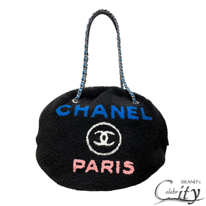 CHANEL【シャネル】 ドーヴィル ラウンド チェーンショルダーバッグ A57972 ムートン/レザー ブラック/SV金具 レディース【USED】