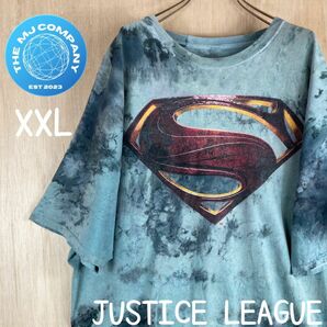 USA古着 JUSTICE LEAGUE スーパーマンロゴ　タイダイ　Tシャツ　XXL