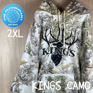 USA古着　KINGS リアルツリー　スノーカモ　ビッグサイズ　パーカー　2XL フーディー