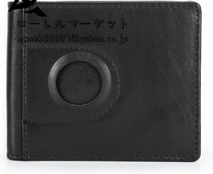 財布 メンズ 財布 本革 牛革 二つ折り 小銭入れ付き カード5枚収納 RFID＆磁気スキミング 防止 エアタグ財布 探す便利 ギフト ブラック