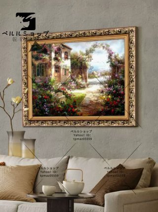 Oil painting, still life, landscape, hallway wall painting, reception room hanging, entrance decoration, decorative painting, sea of flowers, medieval European townscape, Painting, Oil painting, others