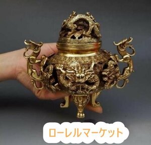 竜 銅製品 装飾品 工芸品 財運グッズ 銅器 風水 置物 香炉 最新作人気推薦☆