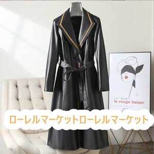 ファッションコート レディースレザーコート★ロングカジュアル 極美品★ 高品質/綺麗 ★羊革 コート★優雅