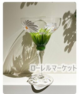 夏最適★レア★1個 飲み物 ガラスコップ オシャレ エナメル彩 シャンパンクープグラス プレゼント お祝い