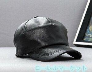 野球帽 メンズ キャップ 本革 羊革 キャスケット 革帽子 レザー アウトドア 紳士 カジュアル フリーサイズ 黒 ZCL518