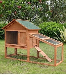 高品質ペット別荘ハウス 豪華 木製 猫 ウサギ ニワトリ小屋 飼育 アヒル 鳥かご キャットハウス ハウス おうち 屋外養殖 庭用