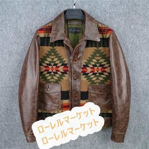 人気美品 メンズファッション 本革 Ｓ～5XL ヴィンテージ ブラウン ライダースジャケット レザージャケット 牛革 革ジャン 切り替え