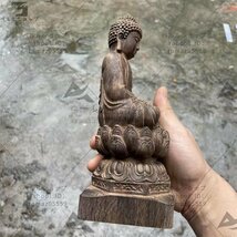 極上品/ 大日如来座像仏教工芸品　木彫仏教　精密彫刻　仏師で仕上げ品 18cm_画像4