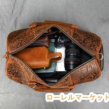 スポーツバッグ 出張用 ゴルフバッグ 本革 トラベルバッグ バケッ大容量 革 ブラウン 旅行鞄 レザー 旅行バッグ_画像6