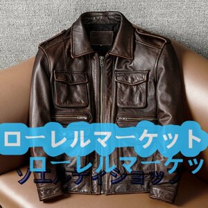 特価★レザージャケット メンズ ハレージャケット　バイクジャケット　カウハイド　 ユーズド加工　高級　牛革　本革　革ジャン S～5XL