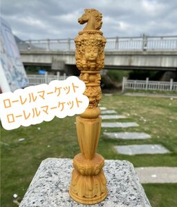 （馬頭明王）木彫仏具 手道具・金剛杵高さ20cm 密教法具 寺院仏具 金鋼杵