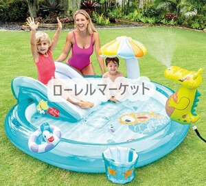 子供用プール 家庭用 ビニールプール 暑さ対策 水遊びに大活躍 親子遊び 滑り台付き 噴水 恐竜ビニールプール YC09