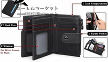 財布 メンズ 二つ折り レザー 本革 牛革 小銭入れ 折りたたみ財布 RFID＆磁気スキミング防止 カード ふたつおり 2つ折り財布 軽い 薄い_画像4