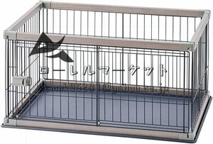 アイリスオーヤマ 犬 サークル ウッディサークル ロータイプ ライトナチュラル 小型犬用 幅97.5×奥行66.5×高さ55.5cm 色: アッシュグレー