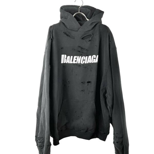 BALENCIAGA(バレンシアガ) DAMAGE DESTROYED HOODIE (black)