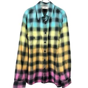 Celine(セリーヌ) ルーズ チェックシャツ コットン＆リネン マルチカラー Colorful Longsleeve Shirt