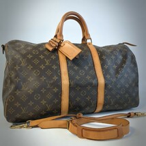 3点同時落札送料半額　ヴィンテージ LOUIS VUITTON ルイヴィトン ボストンバッグ キーポル50 バンドリエール パドロックキー付き_画像1