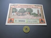 準未使用+　ドイツ地方紙幣　クエルン村　1921年　1マルク_画像1