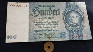 極美品　ナチスドイツ　1935年　鉤十字　100マルク