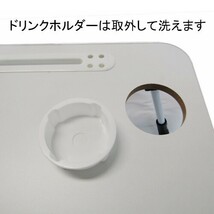 パソコンデスク 折りたたみ ローテーブル ロータイプ USB 60cm幅 収納 スマホスタンド ホワイト1_画像5