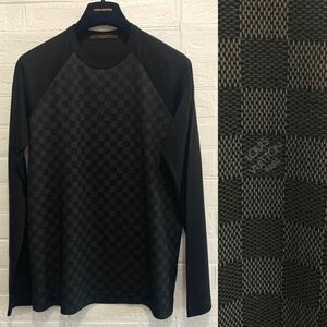 ☆未使用 LOUIS VUITTON ルィヴィトン ダミエ グラフィット 長袖Tシャツ カットソー ラグランスリーブ ブラック ×グレー ロンT メンズ M