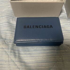 [未使用][開封のみ]BALENCIAGA バレンシアガ エブリデイ ウォレット ミニウォレット 三つ折り 財布 ブルー くすみブルーの画像3