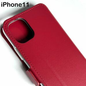 iPhone11用レザーケース★極み★サイドマグネット付★スタンド機能付★カード入付★ELECOM★レッド