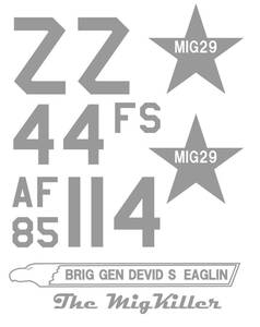 ミリタリーステッカー F-15C ZZ ミグキラー機マーキング US AIRFORCE イーグル 嘉手納基地 在日米軍 グレー・白・黒 有り