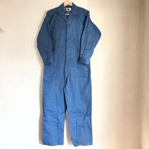 美品【JATEX】ジャテックス 作業着 作業服 メンズ 青 比翼 ボタン オールインワン つなぎ DIY 長袖 綿100% トップス L/Y5594BB