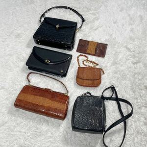 1円〜 まとめ クロコダイル crocodile skin オーストリッチ パイソン 蛇 ホースヘア ハンドバッグ クラッチバッグ ショルダーバッグ 財布