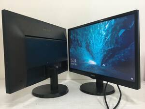 ☆【良品 ２台セット】Philips 243V5QHABA/11 ワイド液晶モニター 23.6インチ フルHD（1920x1080） DVI/D-Sub/HDMI ケーブル付属 動作品