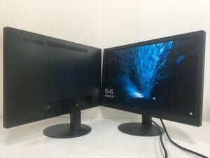 ☆【良品 ２台セット】Lenovo ThinkVision T2224d ワイド液晶モニター 21.5インチ フルHD（1920x1080）D-Sub/DisplayPort ケーブル 動作品