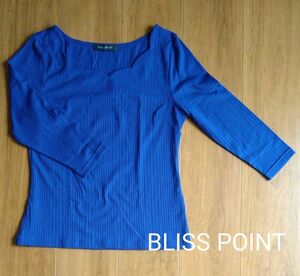 BLISS POINT トップス 5分丈 カットソー　ブルー