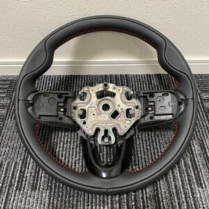 新車外し 超美品 BMW MINI F54 F55 F56 F57 F60ミニクーパー 純正 JCW ジョンクーパーワークス ステアリングハンドル レッドステッチ