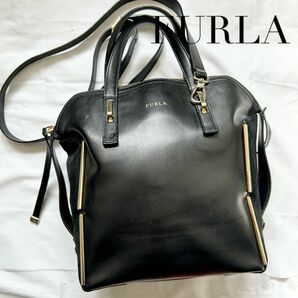 ■極美品■2way FURLA ハンドバッグ　ショルダーバッグ　レザー　ブラック