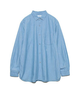 新品 定価27,500円 Size L NANAMICA Regular Collar Chambray Shirt 23AW 長袖シャツ ナナミカ SUGF359 INDIGO BLEACH 日本製 正規店購入