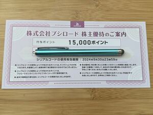 ナビ通知送料無料☆ブシロード 株主優待 15000ポイント 2024年9月30日まで有効