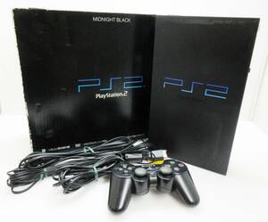 KM-4098《PS2 本体》SCPH-50000 MB/ミッドナイトブラック★動作品★コントローラー 箱 付★Playstation2/PS2/プレステ2★テレビゲーム機★