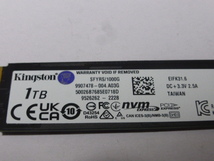 Kingston SSD M.2 NVMe Type2280 Gen 4x4 1000GB(1TB) 電源投入回数45回 使用時間84時間 正常100% SFYRS1000G 中古品です_画像2