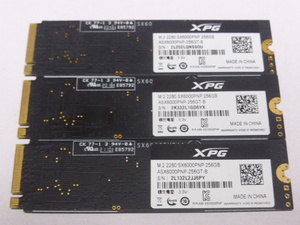 ADATA SSD M.2 NVMe Type2280 256GB 3枚セット 正常判定 中古品です ASX6000PNP-256GT-B