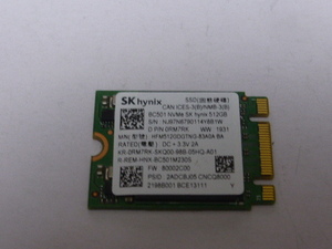 SK hynix SSD M.2 NVMe Type2230 Gen 3x4 512GB 電源投入回数341回 使用時間358時間 正常100% BC501 中古品です③