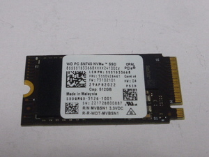 WD SN740 SSD M.2 NVMe Type2242 Gen 4x4 512GB 電源投入回数546回 使用時間35時間 正常100% SDDQMQD-512G-1001 中古品です