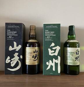 ★2本セット★ 100周年記念ボトル サントリー 白州12年 シングルモルト 山崎12年 YAMAZAKI HAKUSHU SUNTORY WHISKY ウイスキー